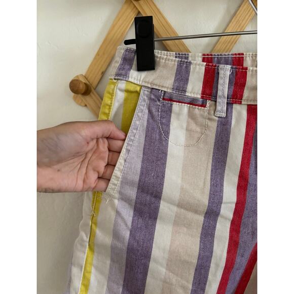 Anthropologie Chino Shorts Women's 25 Relaxed Multi Color Stripes Pockets - Picture 3 of 9